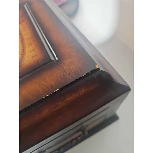 Wood Box Treasure Chest Brown Lined Storage Organization 10x12x6 - Picture 12 of 16